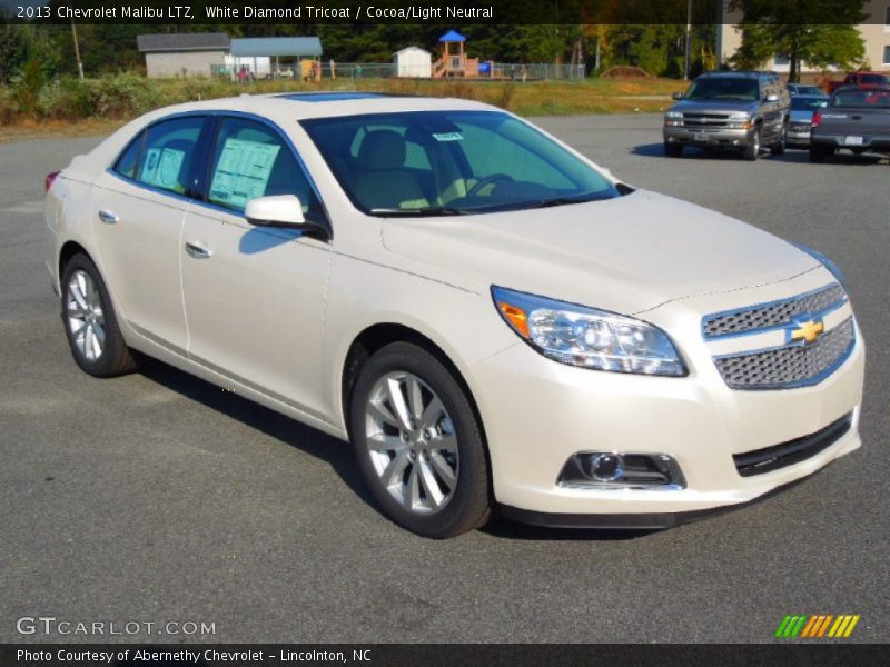 White Diamond Tricoat / Cocoa/Light Neutral 2013 Chevrolet Malibu LTZ