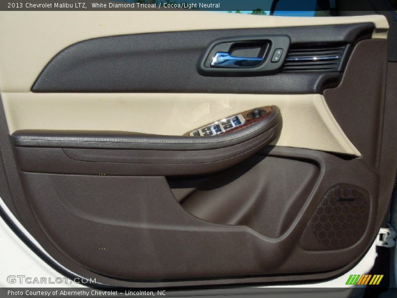 White Diamond Tricoat / Cocoa/Light Neutral 2013 Chevrolet Malibu LTZ