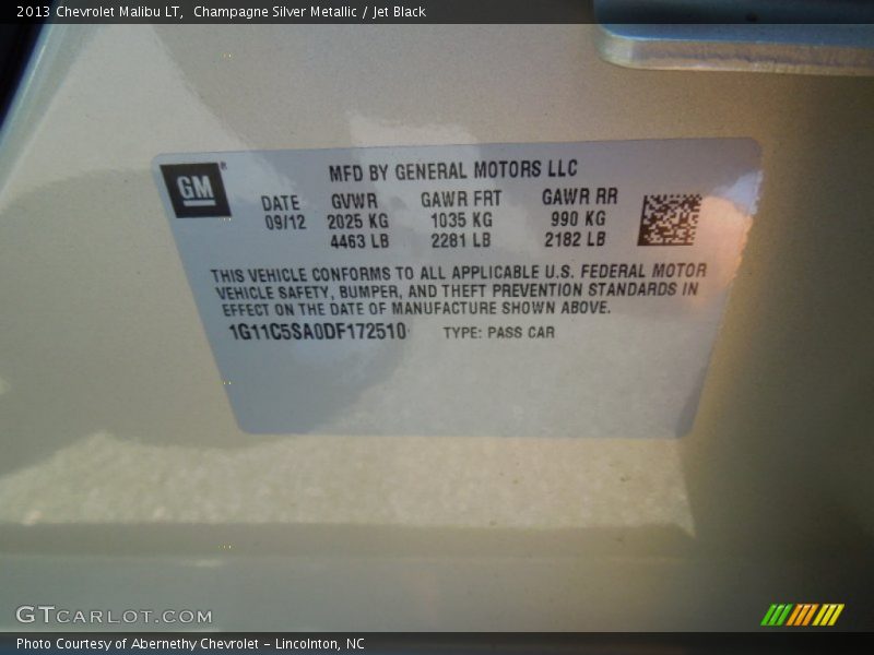 Champagne Silver Metallic / Jet Black 2013 Chevrolet Malibu LT