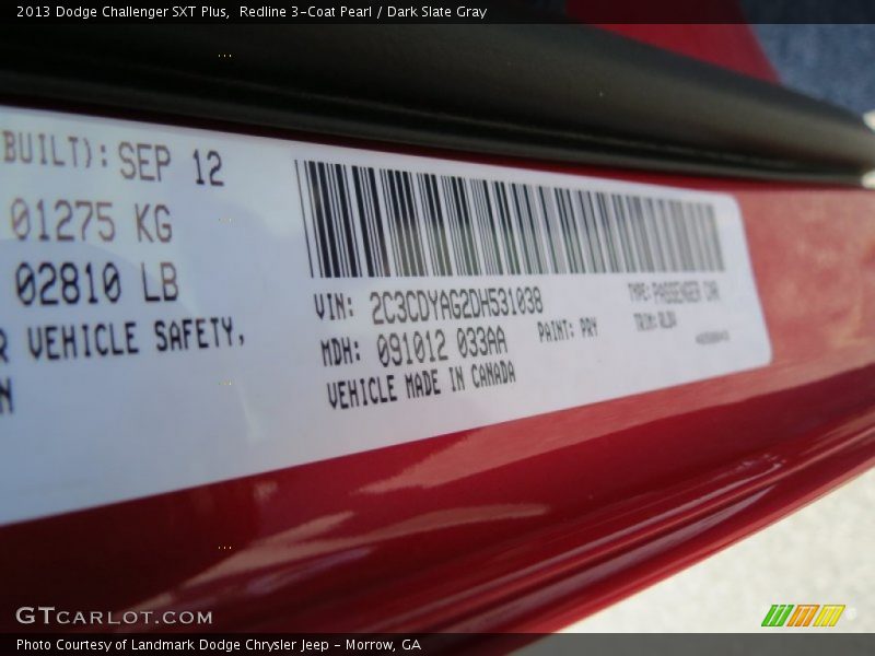 Redline 3-Coat Pearl / Dark Slate Gray 2013 Dodge Challenger SXT Plus