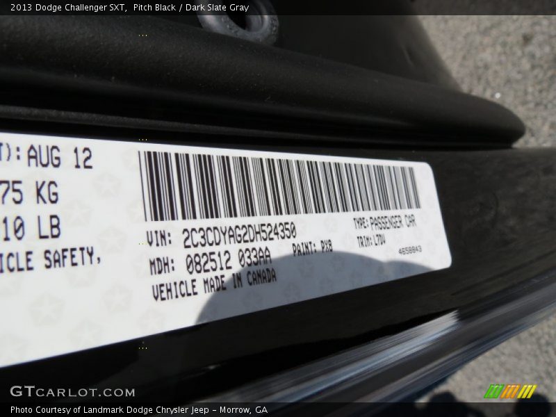 Pitch Black / Dark Slate Gray 2013 Dodge Challenger SXT