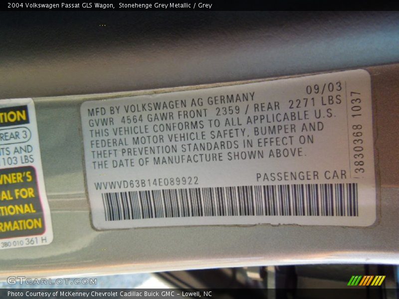 Stonehenge Grey Metallic / Grey 2004 Volkswagen Passat GLS Wagon