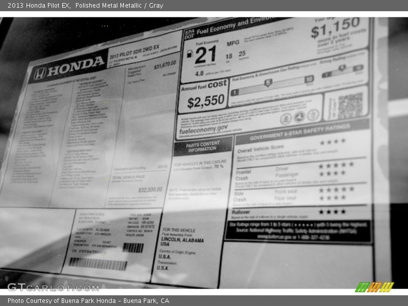 Polished Metal Metallic / Gray 2013 Honda Pilot EX