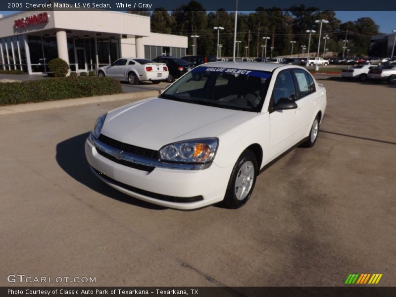 White / Gray 2005 Chevrolet Malibu LS V6 Sedan