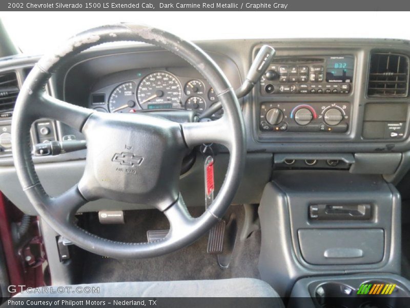 Dark Carmine Red Metallic / Graphite Gray 2002 Chevrolet Silverado 1500 LS Extended Cab
