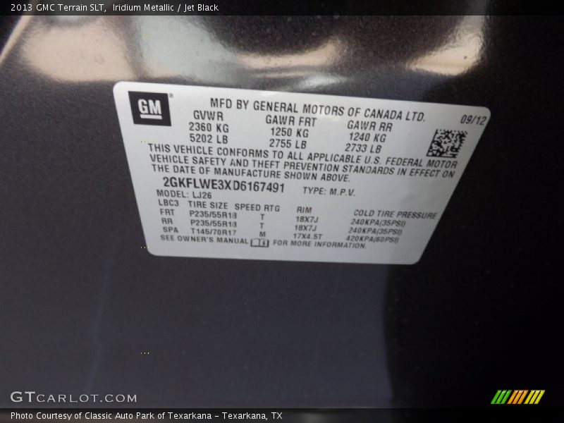 Iridium Metallic / Jet Black 2013 GMC Terrain SLT