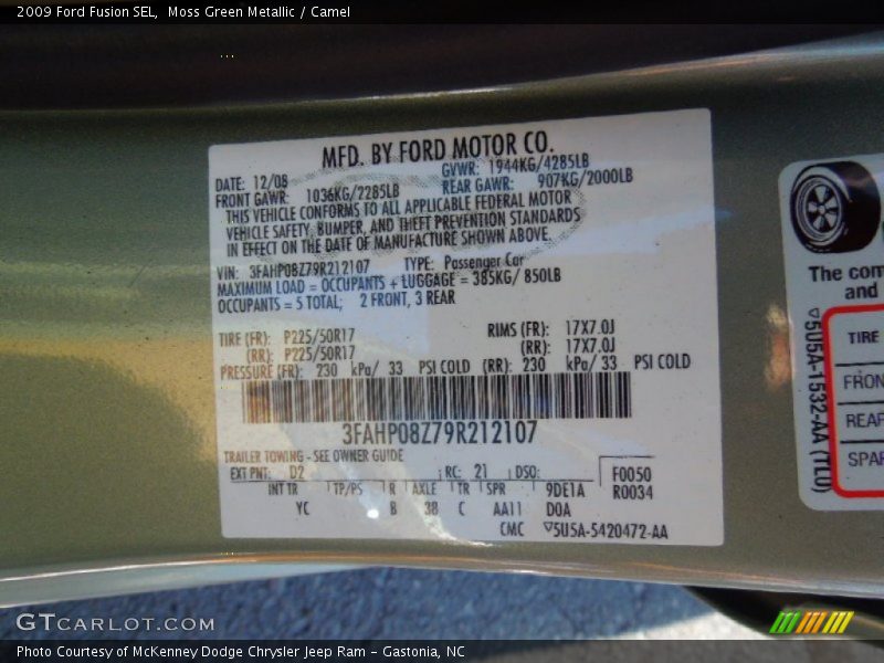 Moss Green Metallic / Camel 2009 Ford Fusion SEL