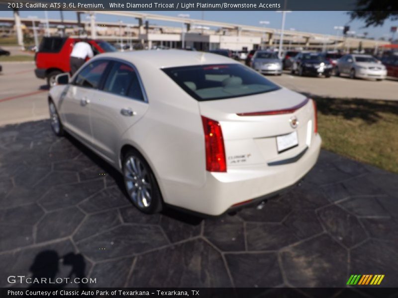 White Diamond Tricoat / Light Platinum/Brownstone Accents 2013 Cadillac ATS 3.6L Premium
