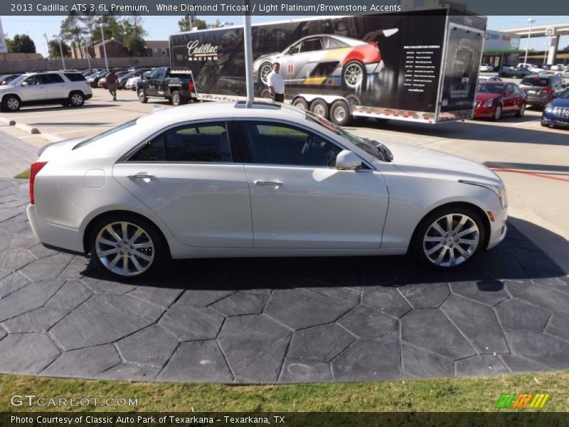 White Diamond Tricoat / Light Platinum/Brownstone Accents 2013 Cadillac ATS 3.6L Premium