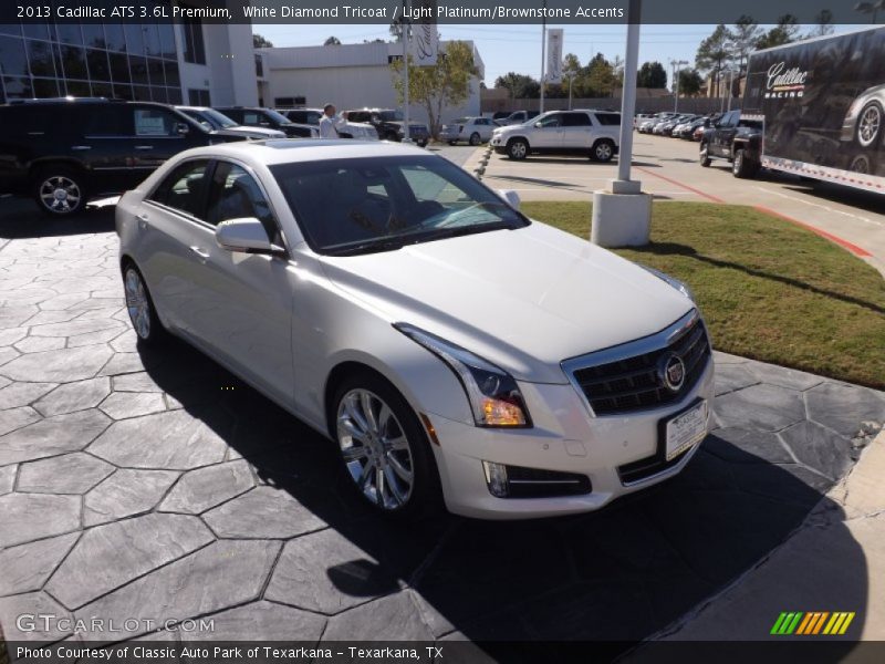 White Diamond Tricoat / Light Platinum/Brownstone Accents 2013 Cadillac ATS 3.6L Premium