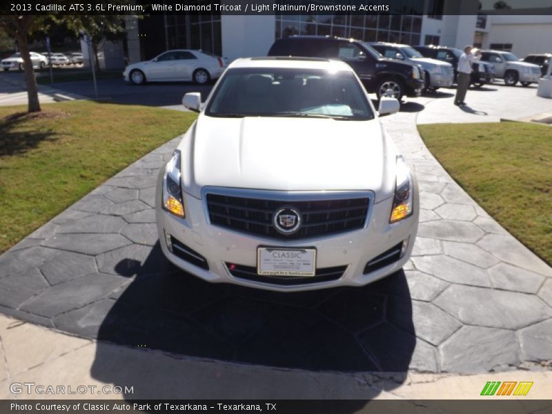 White Diamond Tricoat / Light Platinum/Brownstone Accents 2013 Cadillac ATS 3.6L Premium