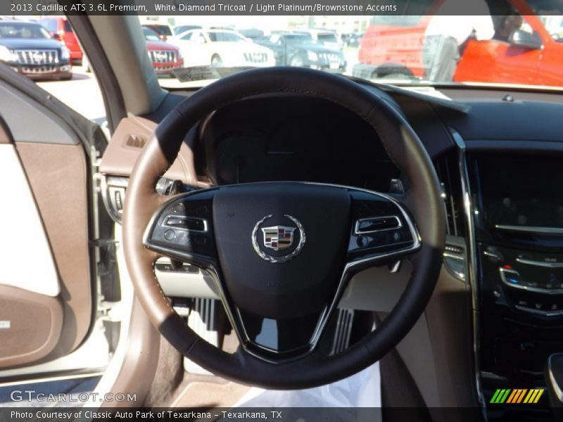 White Diamond Tricoat / Light Platinum/Brownstone Accents 2013 Cadillac ATS 3.6L Premium