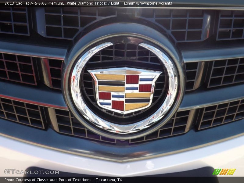 White Diamond Tricoat / Light Platinum/Brownstone Accents 2013 Cadillac ATS 3.6L Premium