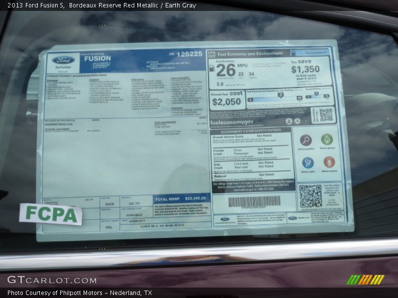  2013 Fusion S Window Sticker