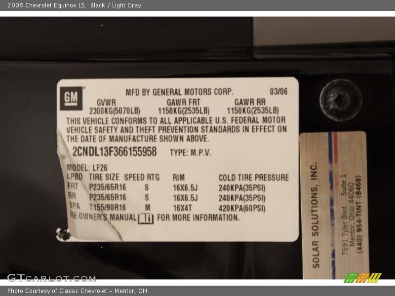 Black / Light Gray 2006 Chevrolet Equinox LS