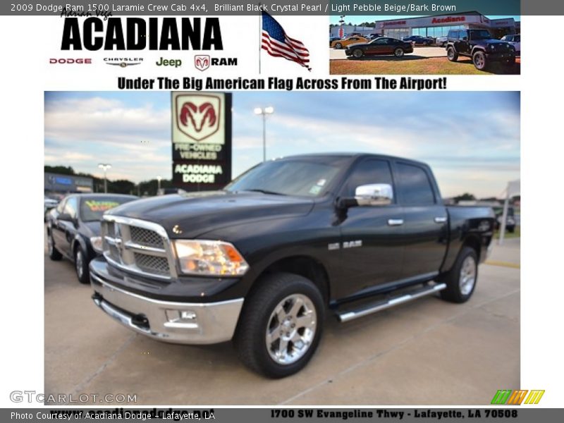 Brilliant Black Crystal Pearl / Light Pebble Beige/Bark Brown 2009 Dodge Ram 1500 Laramie Crew Cab 4x4