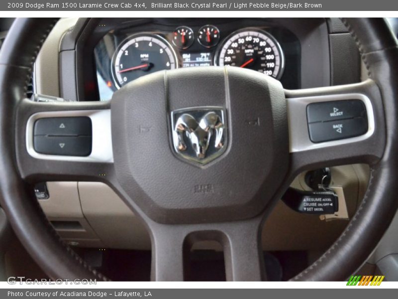 Brilliant Black Crystal Pearl / Light Pebble Beige/Bark Brown 2009 Dodge Ram 1500 Laramie Crew Cab 4x4
