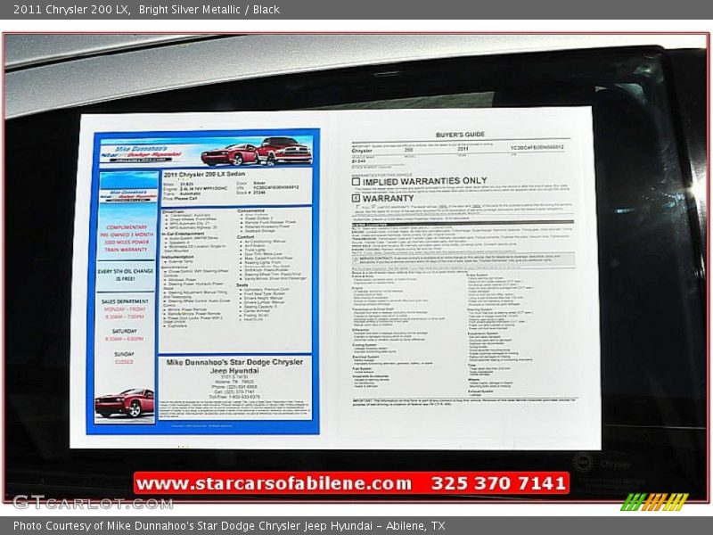 Bright Silver Metallic / Black 2011 Chrysler 200 LX