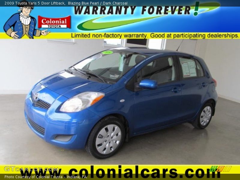 Blazing Blue Pearl / Dark Charcoal 2009 Toyota Yaris 5 Door Liftback