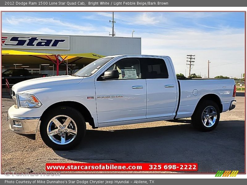 Bright White / Light Pebble Beige/Bark Brown 2012 Dodge Ram 1500 Lone Star Quad Cab