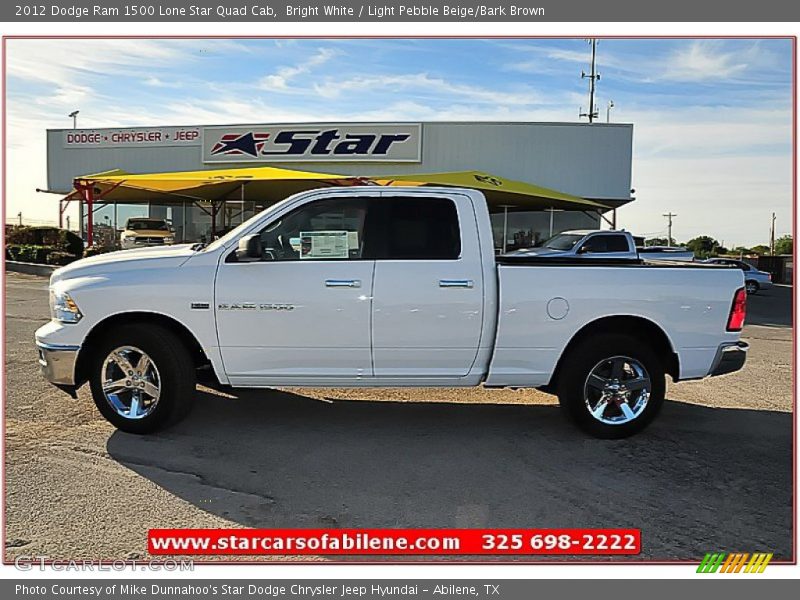 Bright White / Light Pebble Beige/Bark Brown 2012 Dodge Ram 1500 Lone Star Quad Cab