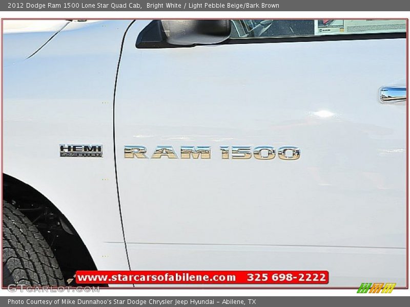Bright White / Light Pebble Beige/Bark Brown 2012 Dodge Ram 1500 Lone Star Quad Cab