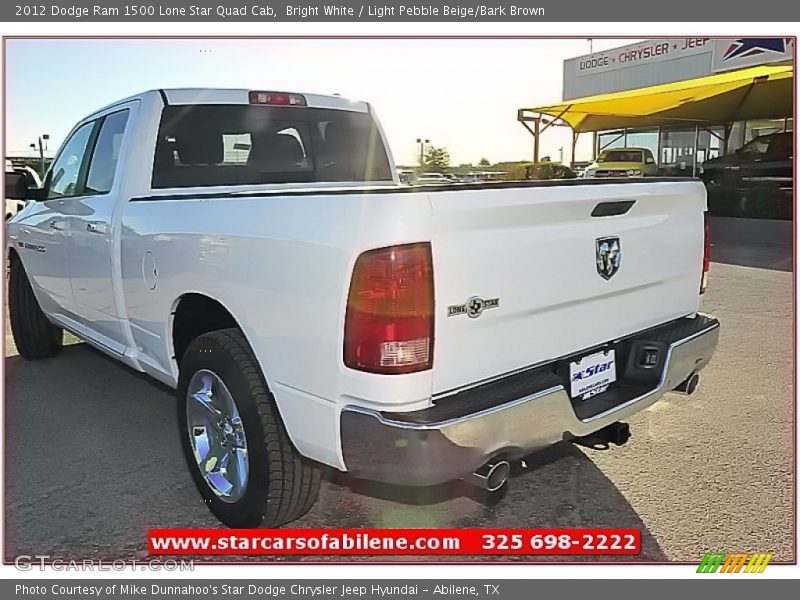 Bright White / Light Pebble Beige/Bark Brown 2012 Dodge Ram 1500 Lone Star Quad Cab