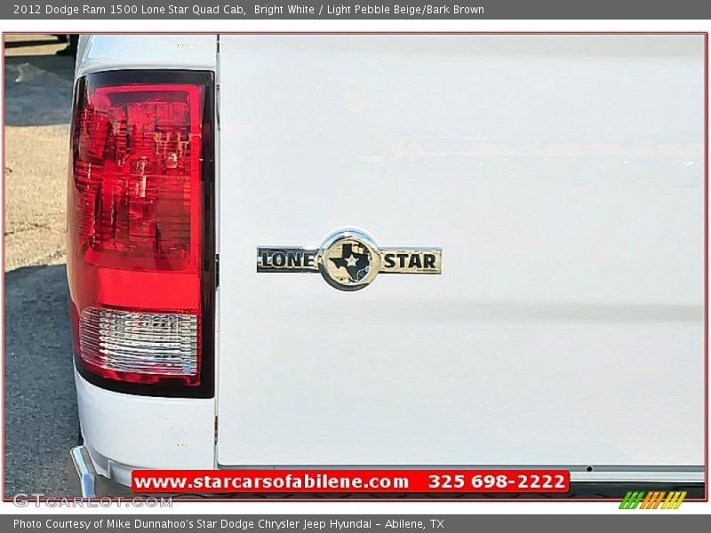 Bright White / Light Pebble Beige/Bark Brown 2012 Dodge Ram 1500 Lone Star Quad Cab