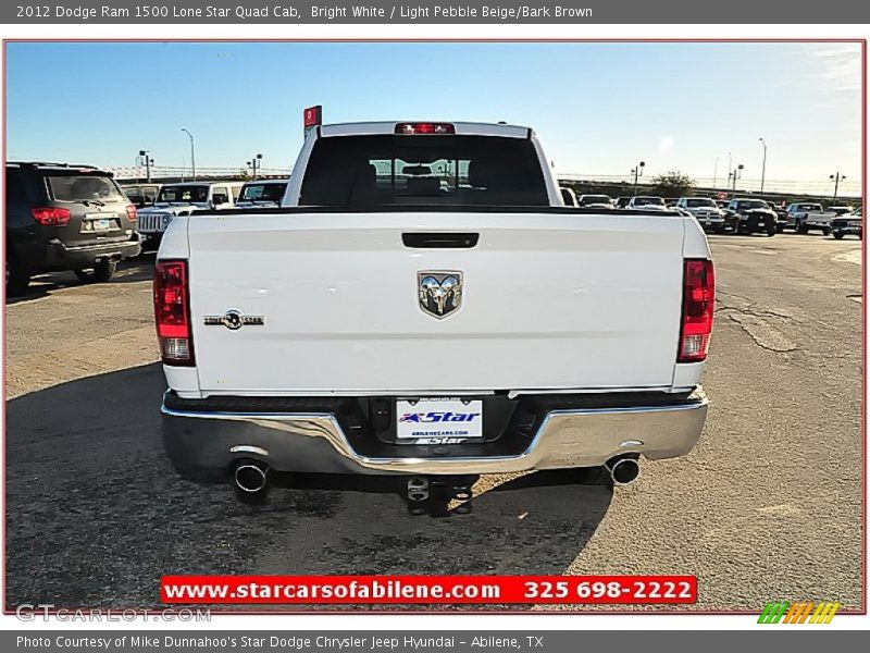 Bright White / Light Pebble Beige/Bark Brown 2012 Dodge Ram 1500 Lone Star Quad Cab