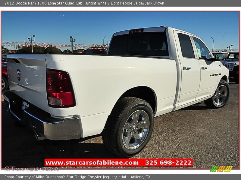 Bright White / Light Pebble Beige/Bark Brown 2012 Dodge Ram 1500 Lone Star Quad Cab