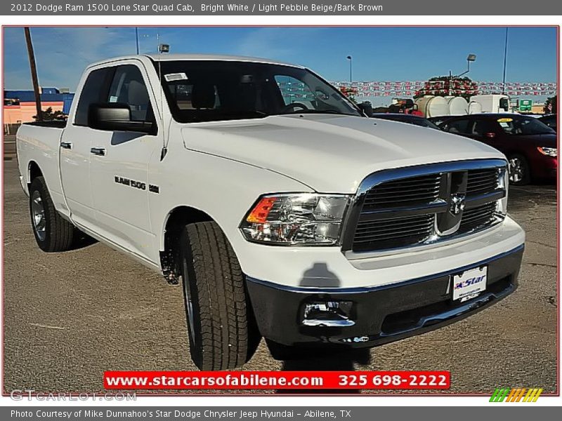 Bright White / Light Pebble Beige/Bark Brown 2012 Dodge Ram 1500 Lone Star Quad Cab
