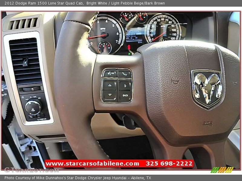 Bright White / Light Pebble Beige/Bark Brown 2012 Dodge Ram 1500 Lone Star Quad Cab