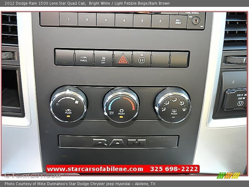 Bright White / Light Pebble Beige/Bark Brown 2012 Dodge Ram 1500 Lone Star Quad Cab