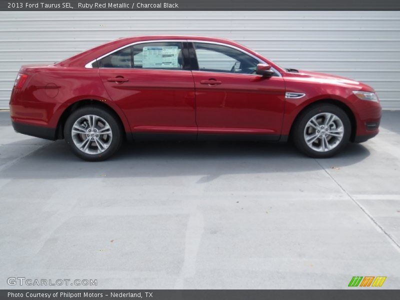 Ruby Red Metallic / Charcoal Black 2013 Ford Taurus SEL