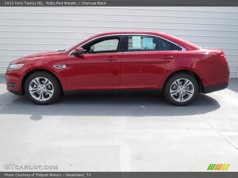 Ruby Red Metallic / Charcoal Black 2013 Ford Taurus SEL