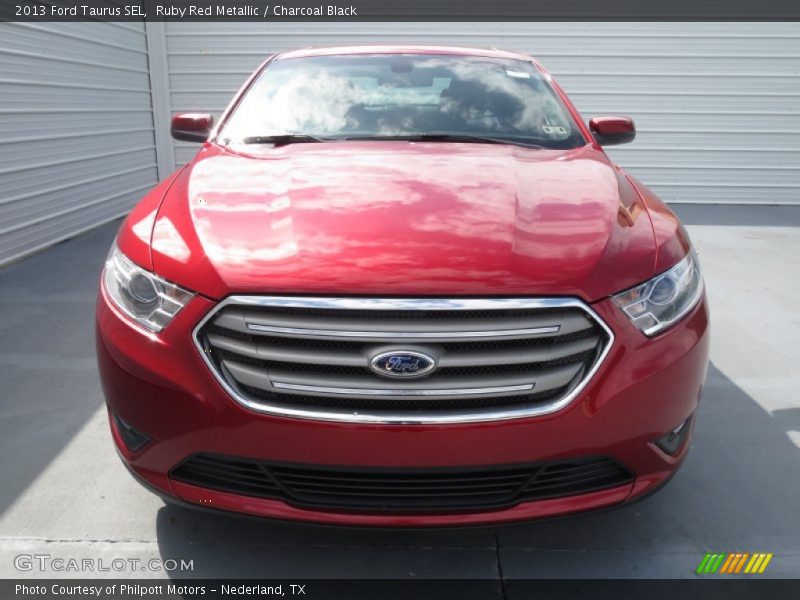Ruby Red Metallic / Charcoal Black 2013 Ford Taurus SEL