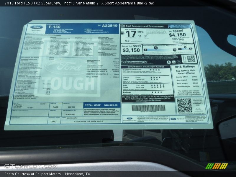 Ingot Silver Metallic / FX Sport Appearance Black/Red 2013 Ford F150 FX2 SuperCrew