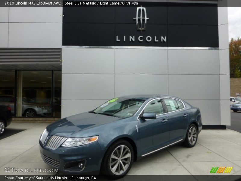 Steel Blue Metallic / Light Camel/Olive Ash 2010 Lincoln MKS EcoBoost AWD