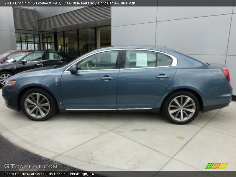 Steel Blue Metallic / Light Camel/Olive Ash 2010 Lincoln MKS EcoBoost AWD