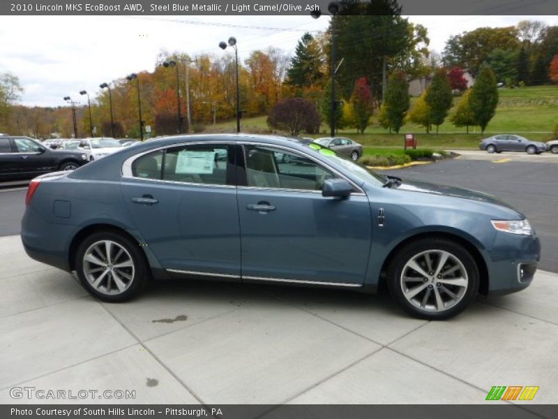 Steel Blue Metallic / Light Camel/Olive Ash 2010 Lincoln MKS EcoBoost AWD