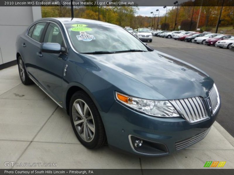 Steel Blue Metallic / Light Camel/Olive Ash 2010 Lincoln MKS EcoBoost AWD