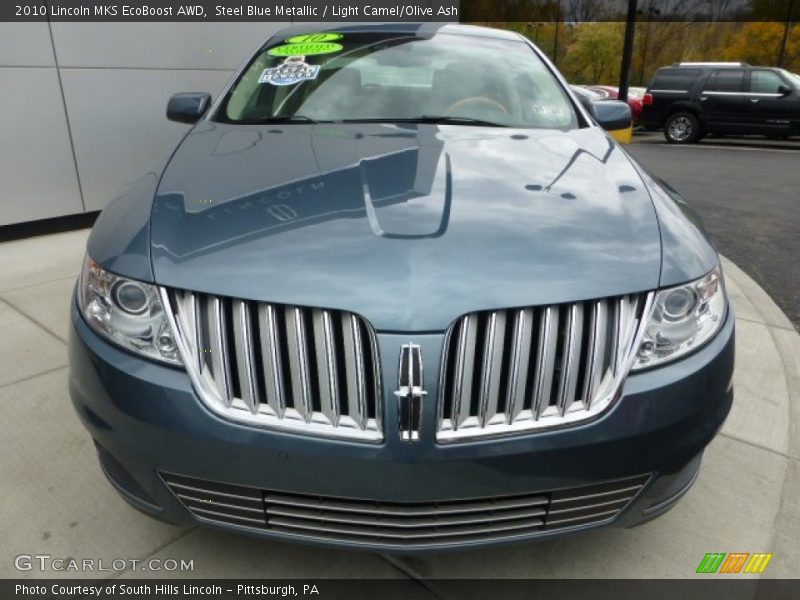 Steel Blue Metallic / Light Camel/Olive Ash 2010 Lincoln MKS EcoBoost AWD