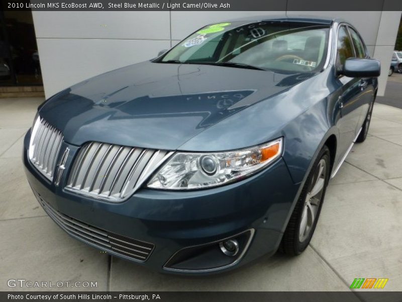 Steel Blue Metallic / Light Camel/Olive Ash 2010 Lincoln MKS EcoBoost AWD