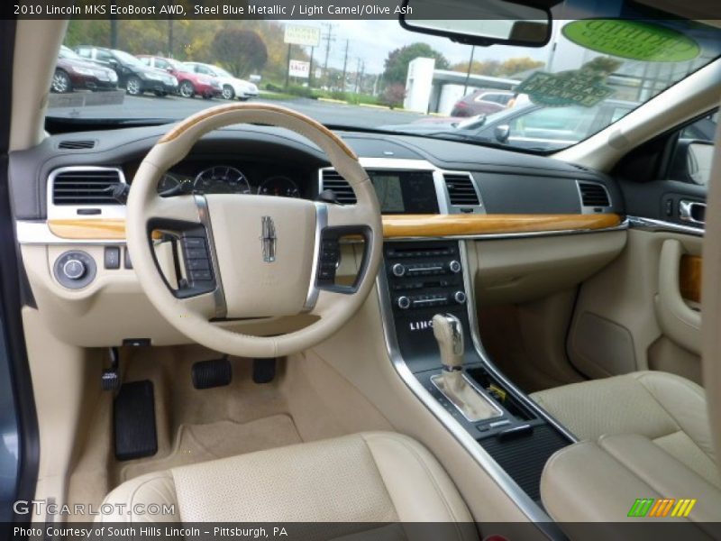 Steel Blue Metallic / Light Camel/Olive Ash 2010 Lincoln MKS EcoBoost AWD