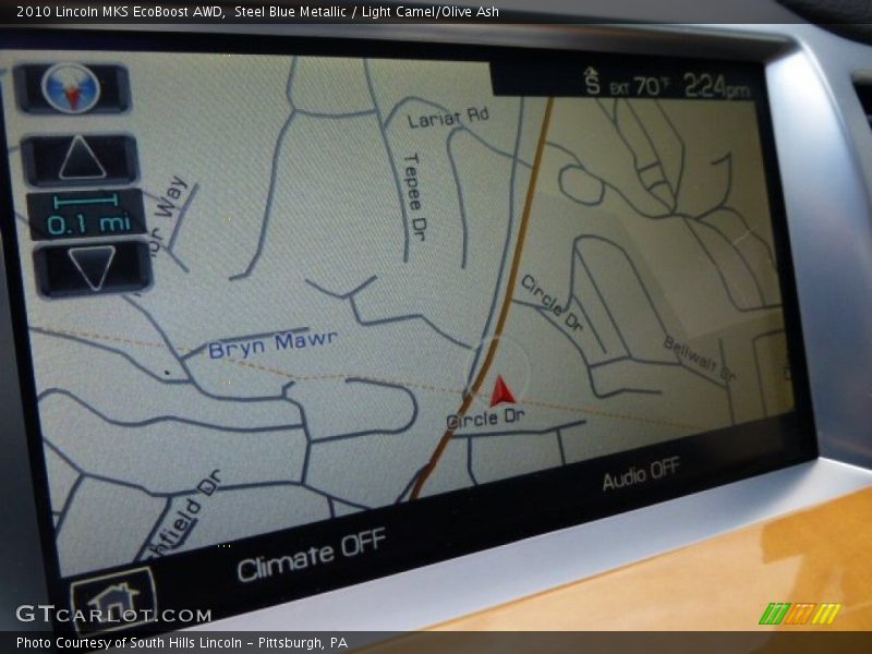 Steel Blue Metallic / Light Camel/Olive Ash 2010 Lincoln MKS EcoBoost AWD