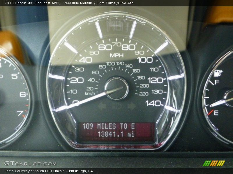 Steel Blue Metallic / Light Camel/Olive Ash 2010 Lincoln MKS EcoBoost AWD