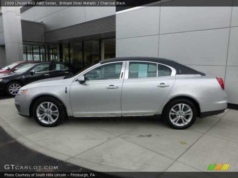 Brilliant Silver Metallic / Charcoal Black 2009 Lincoln MKS AWD Sedan