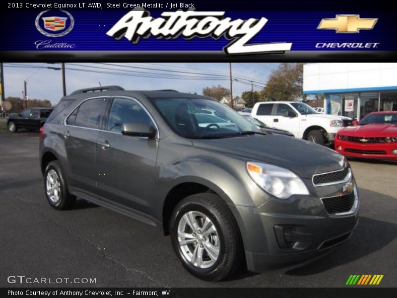Steel Green Metallic / Jet Black 2013 Chevrolet Equinox LT AWD