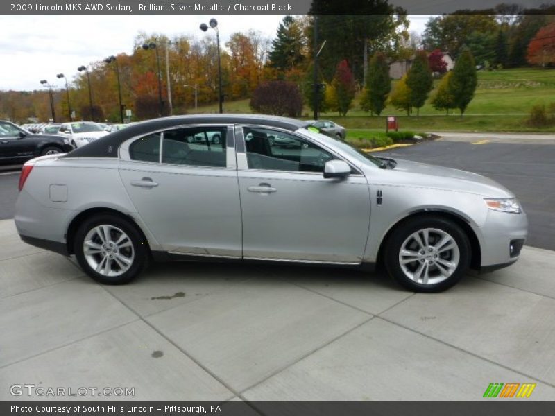 Brilliant Silver Metallic / Charcoal Black 2009 Lincoln MKS AWD Sedan