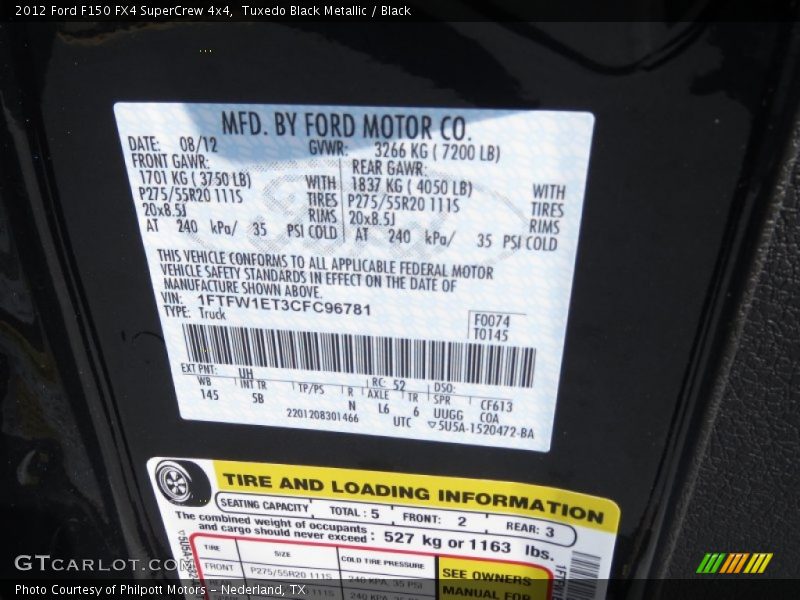 Tuxedo Black Metallic / Black 2012 Ford F150 FX4 SuperCrew 4x4
